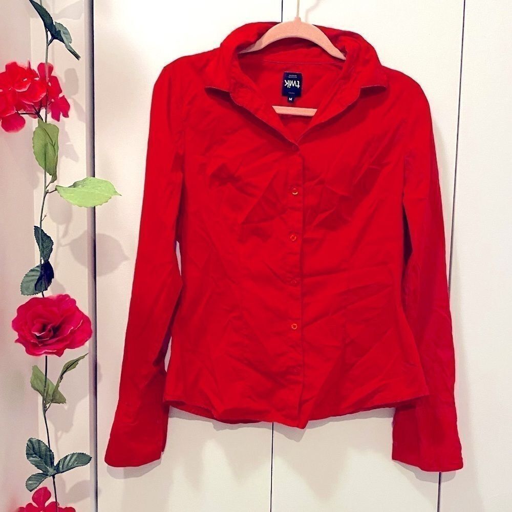 🌷TWIK🌷 Vibrant Red Button Down Shirt     - Picture 7 of 7